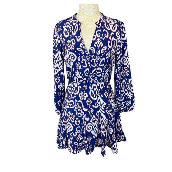 Zara Long Sleeve V-Neck Dress Covered Buttons & Loops Gored Flared Skirt M NWT - Picture 1 of 9